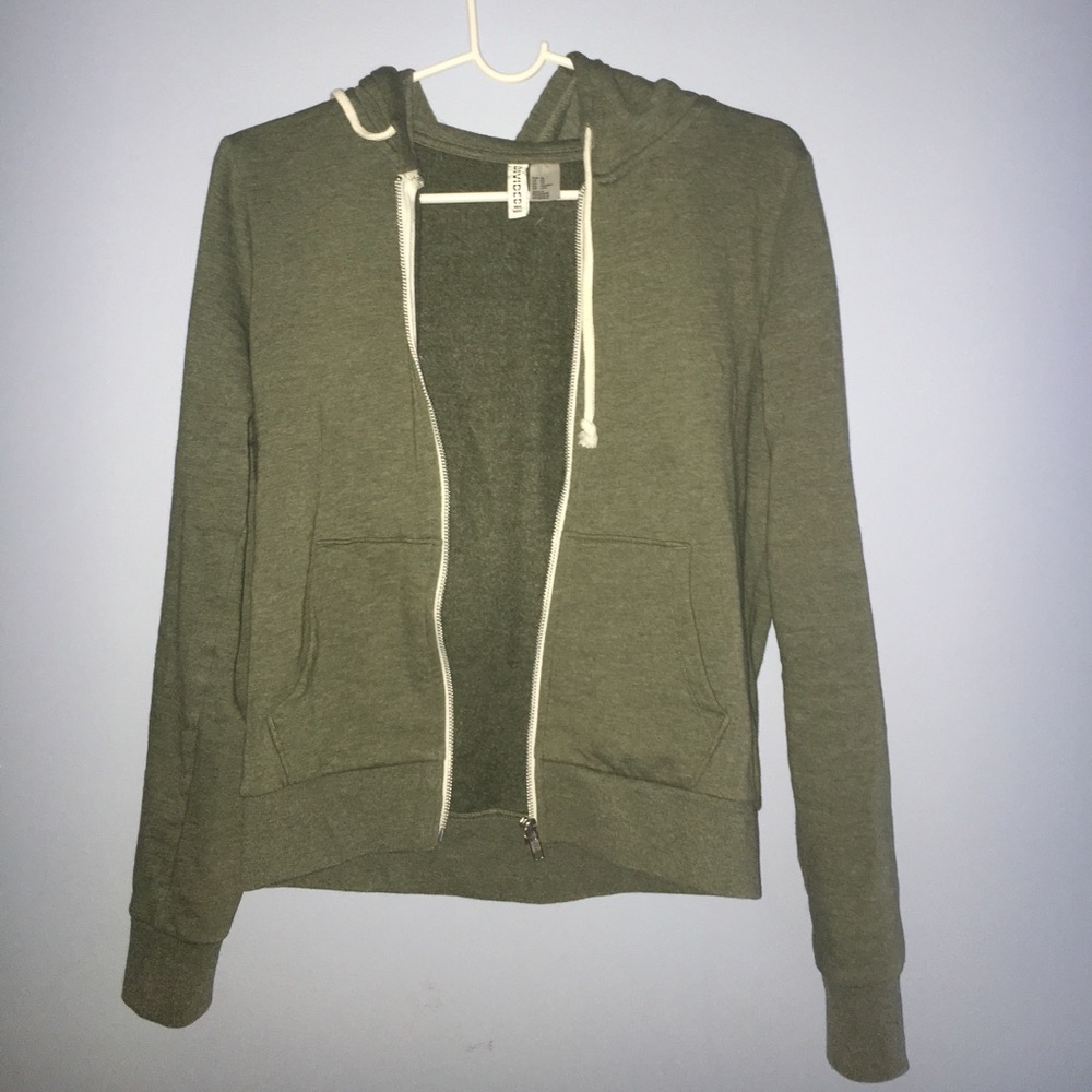 Olive green zip up hoodie